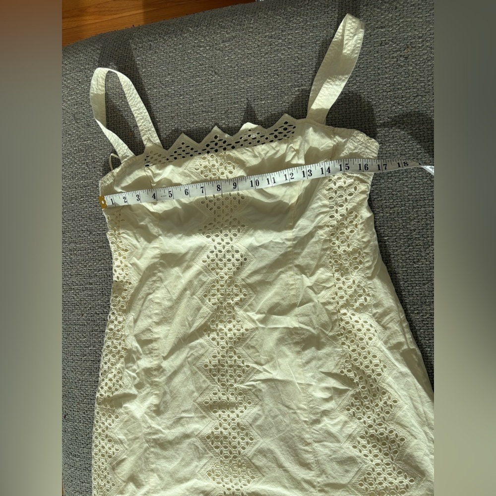 Free People Ivory Eyelet Mini Dress Square Neck Cutout Back Size M - Picture 9 of 15